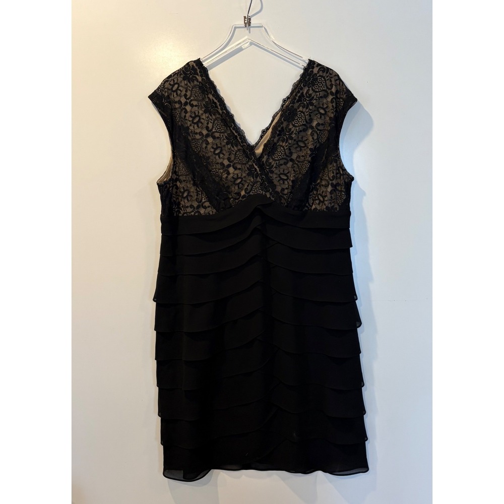 Dressbarn‎ Woman Black Lace Tiered Ruffle Cocktail Dress Plus Size 18W